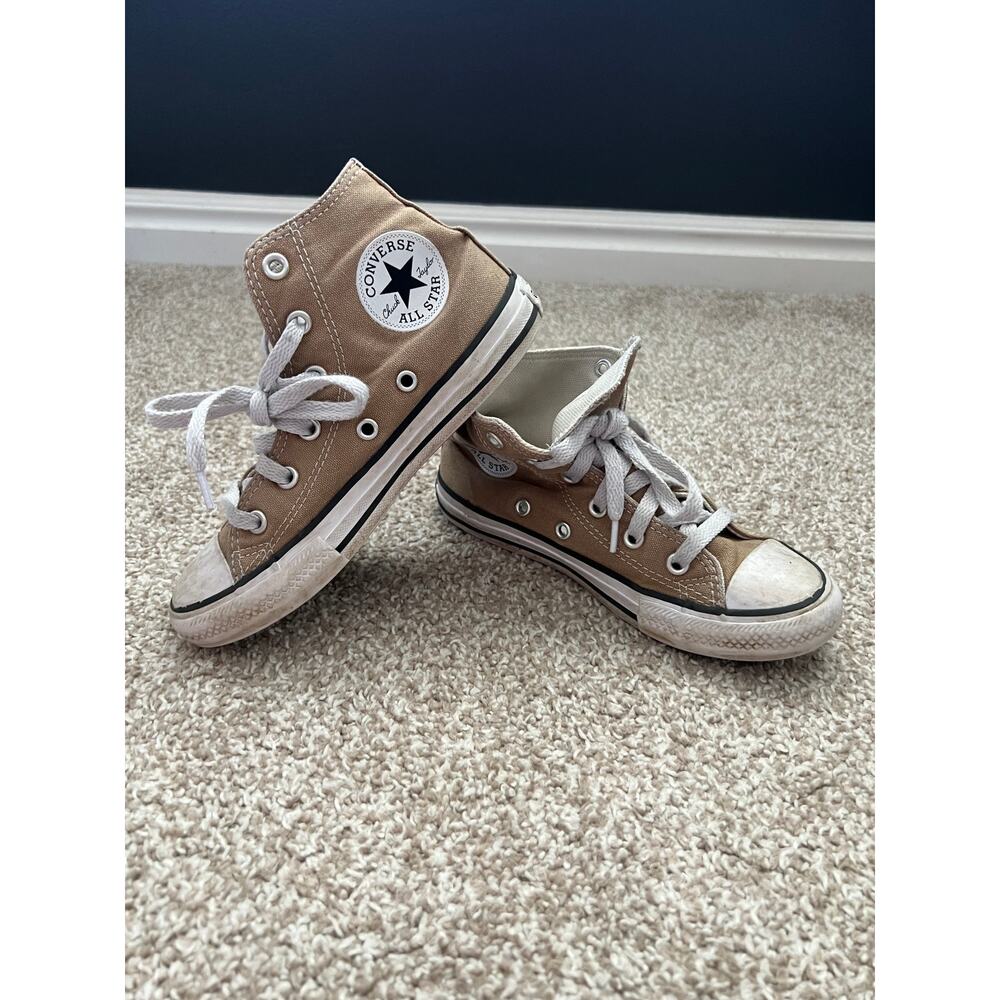 Converse Chuck Taylor High Tops Youth Size 13 Beige Tan Canvas Sneakers